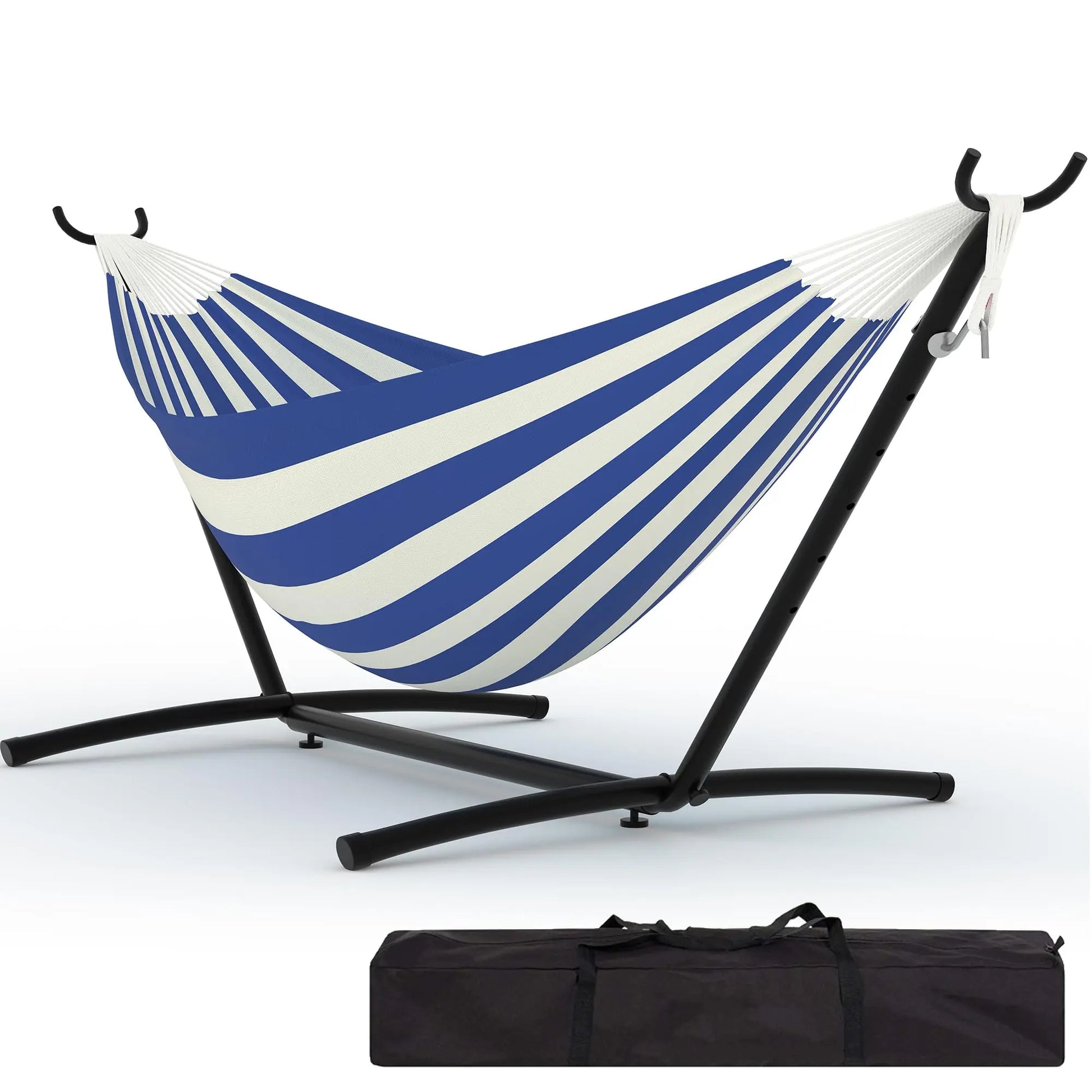 Portable 2 Person Hammock with Heavy-Duty Steel Stand, 450 Lbs Capacity Double Hammock, Space-Saving Structure with Carrying Bag, Versatile for Indoor, Outdoor, Patio, Lawn & Garden Use, Patio Furniture