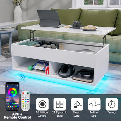 Mesa De Centro Elevable Con Compartimento Oculto, Mesa De Centro Blanca De Alto Brillo, Mesa De Cóctel Elevable Central Para Sala De Estar, Mueble Decorativo