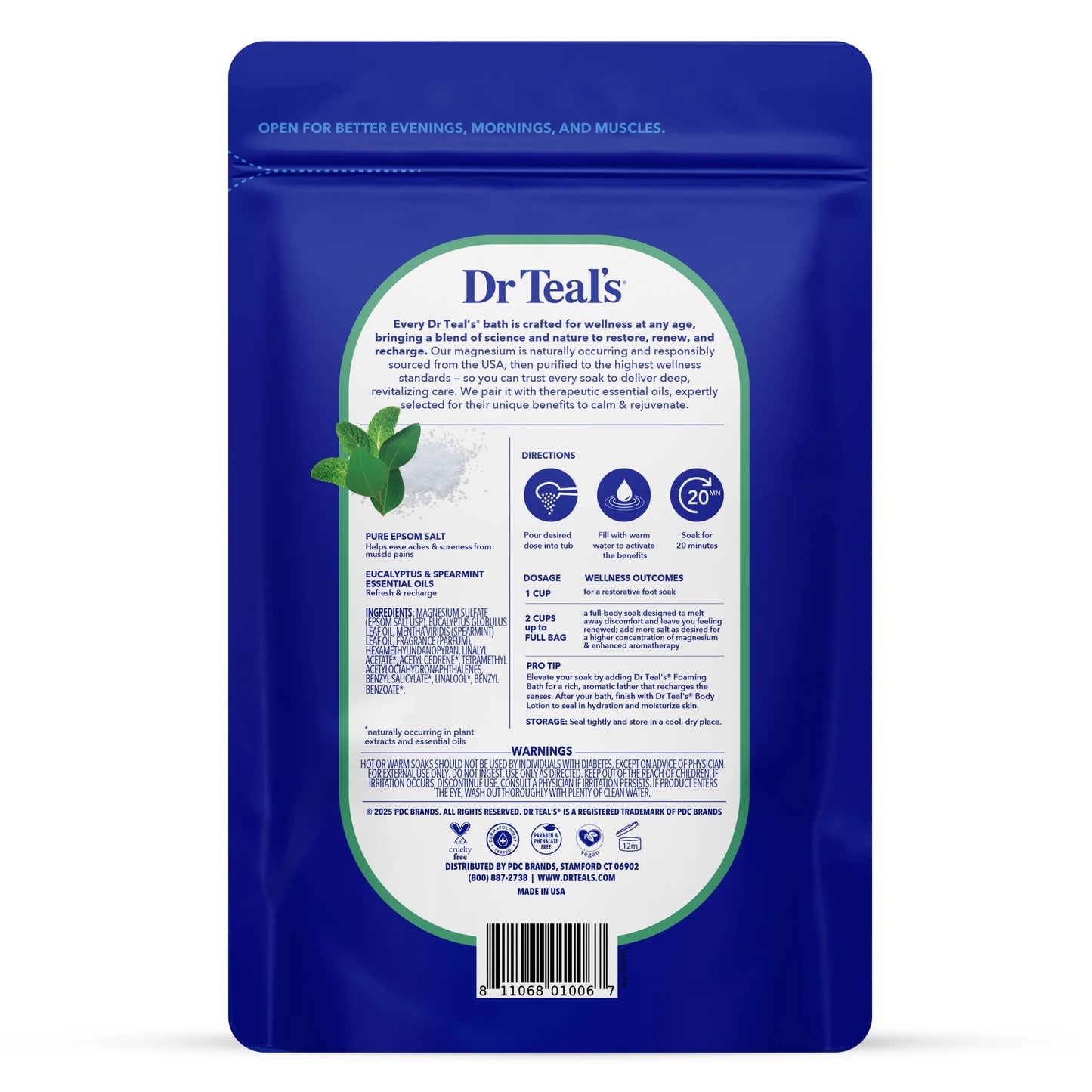 Epsom Salt Magnesium Soak, Relax & Relief with Eucalyptus & Spearmint, 3 Lbs