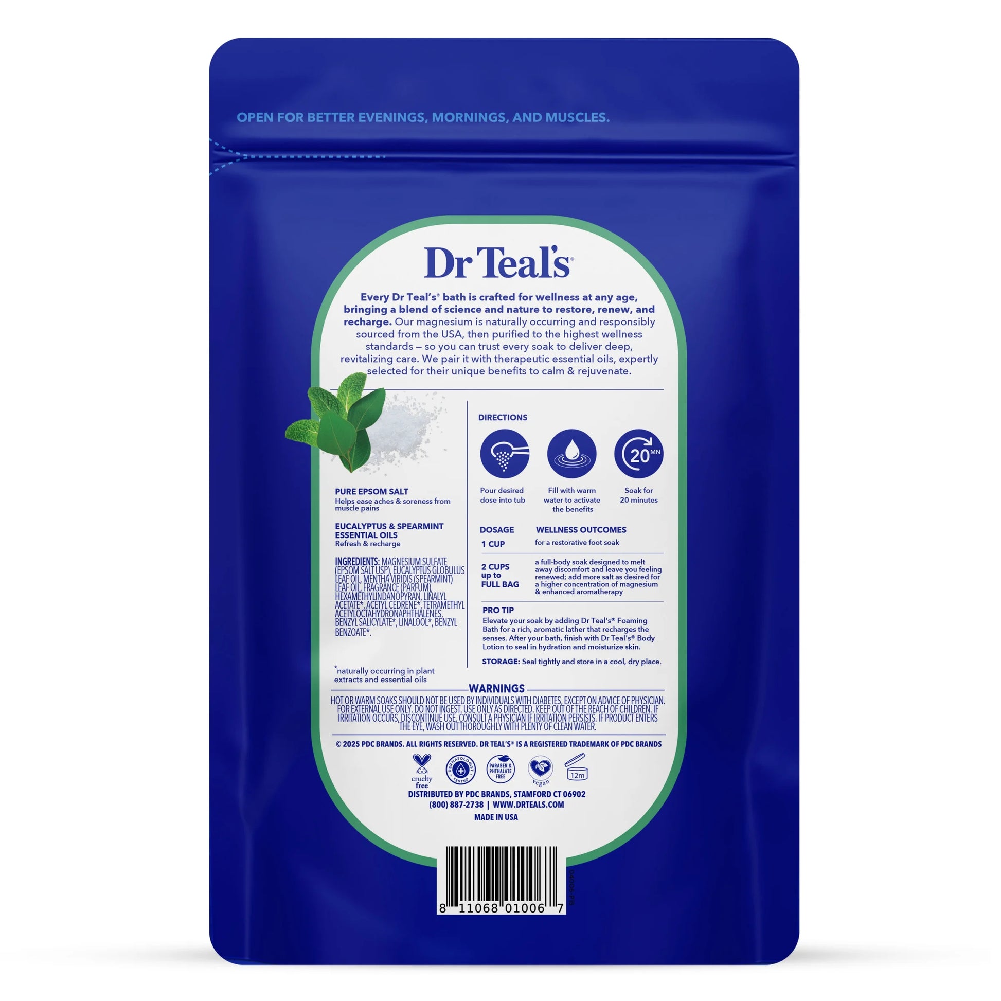 Epsom Salt Magnesium Soak, Relax & Relief with Eucalyptus & Spearmint, 3 Lbs