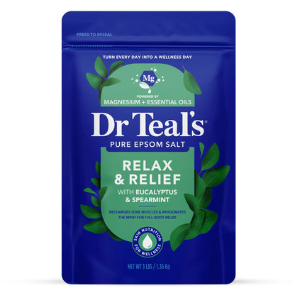 Epsom Salt Magnesium Soak, Relax & Relief with Eucalyptus & Spearmint, 3 Lbs