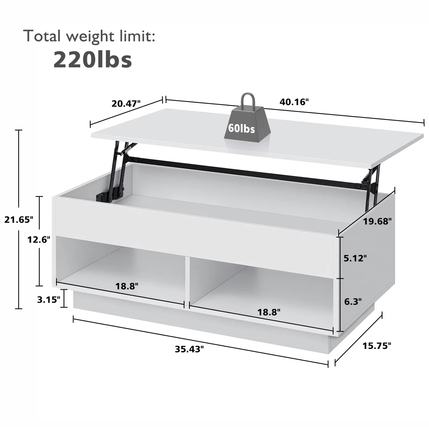 Mesa De Centro Elevable Con Compartimento Oculto, Mesa De Centro Blanca De Alto Brillo, Mesa De Cóctel Elevable Central Para Sala De Estar, Mueble Decorativo